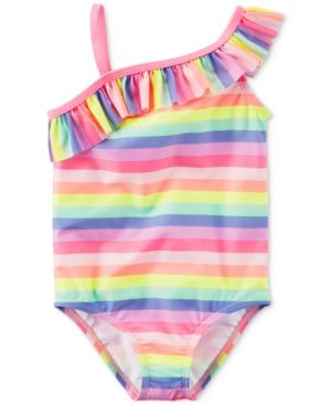 Carter's Rainbow Stripe Ruffle Swimsuit, Baby Girls | Macys (US)