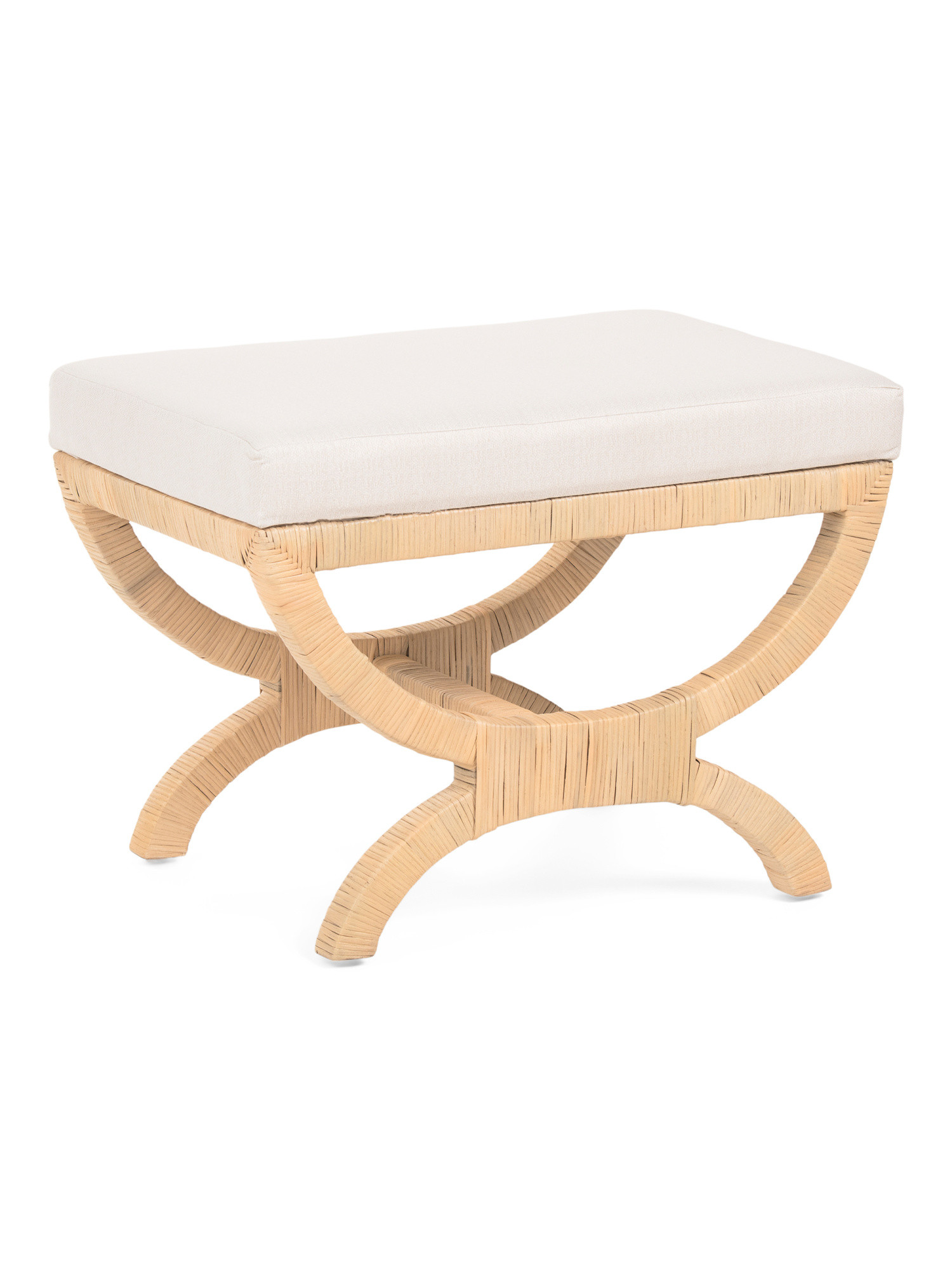 26x19x17 Azura Rattan Ottoman With Cushioned Top | TJ Maxx