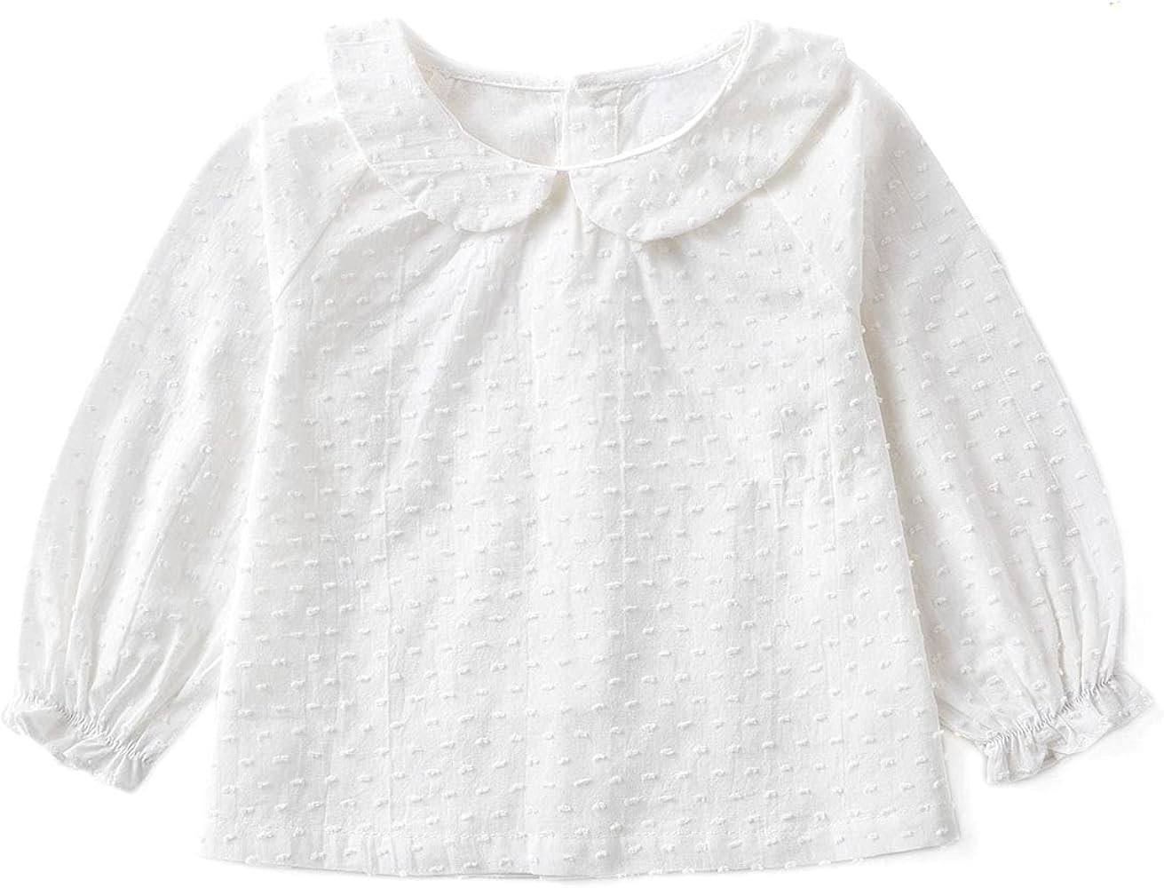 Curipeer Long Sleeve Baby Girls Blouse for Spring Casual Toddle Girl Cotton Outfits White 4-5 T | Amazon (US)