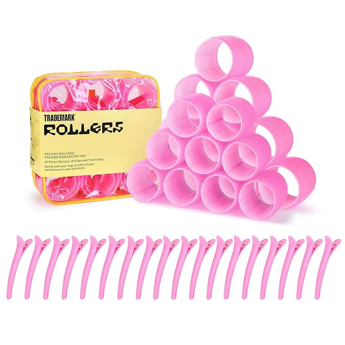 Trademark Beauty Large Self-Grip Hair Rollers Set – 37-Piece Kit with Rollers, Clips & Travel C... | Amazon (US)