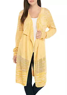Long Sleeve Marled Mesh Cardigan | Belk