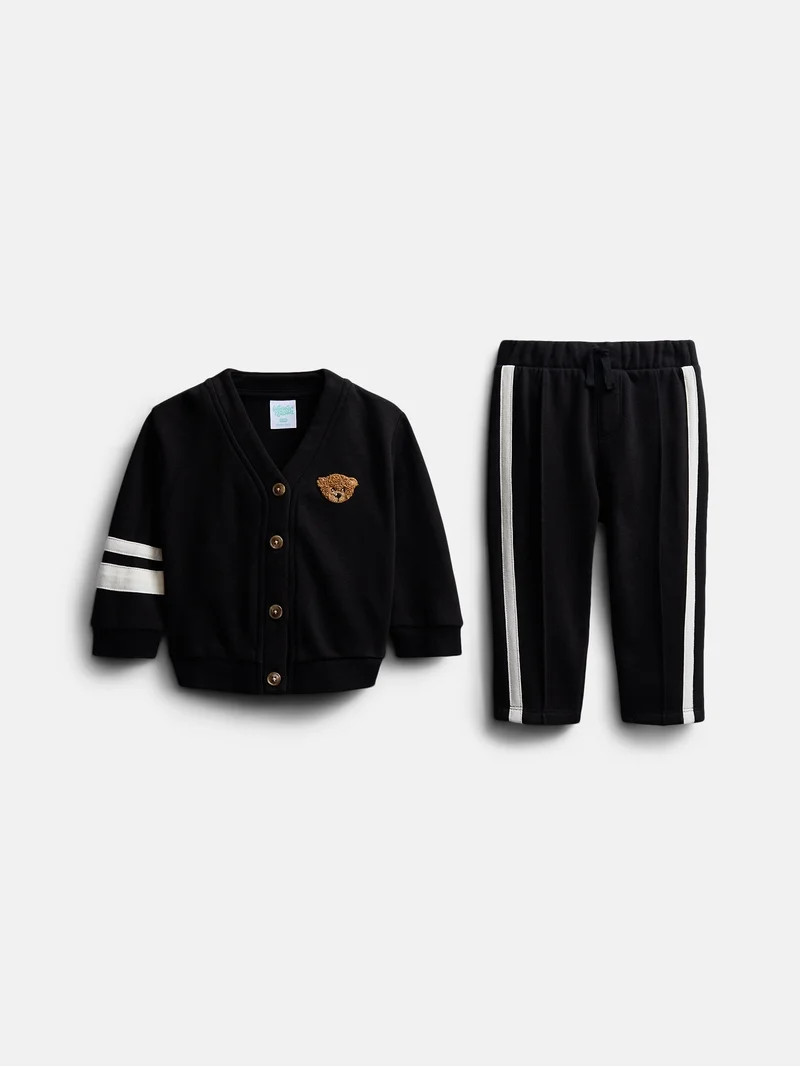 Wonder Nation Baby Boys Cardigan and Pants Set, 2 Piece, Sizes 0/3M-24M | Walmart (US)