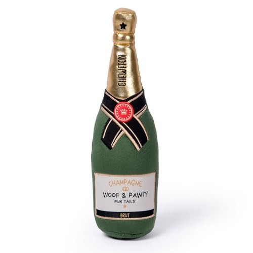 CHEWFFON Dog Toy, Squeaky Dog Toys for Boredom, Plush Dog Present Chew Toy for All Breeds Dogs, Champagne Shape Interactive Dog Toys for Birthday Stimulating Gifts | Amazon (US)