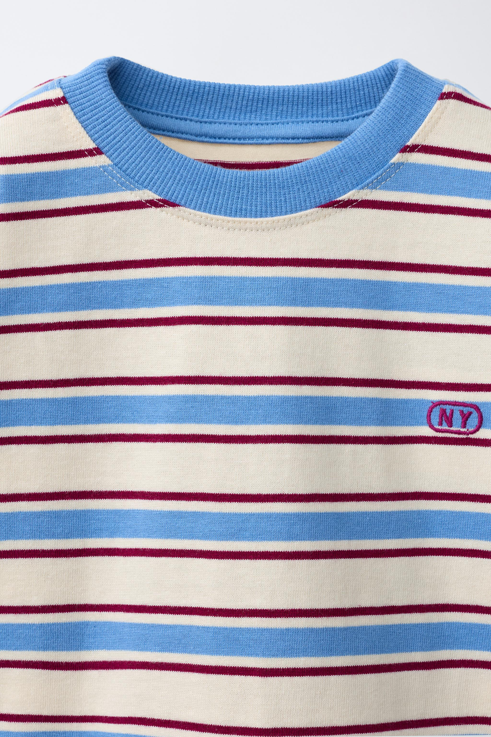EMBROIDERED STRIPED LOGO T-SHIRT | Zara US