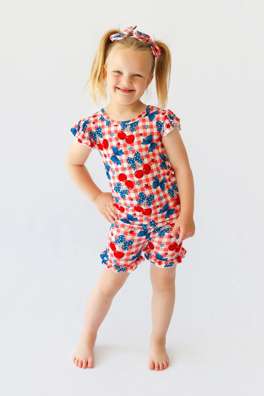 STAR-SPANGLED CHERRIES DREAM RUFFLE SHORT SET | Dream Big Little