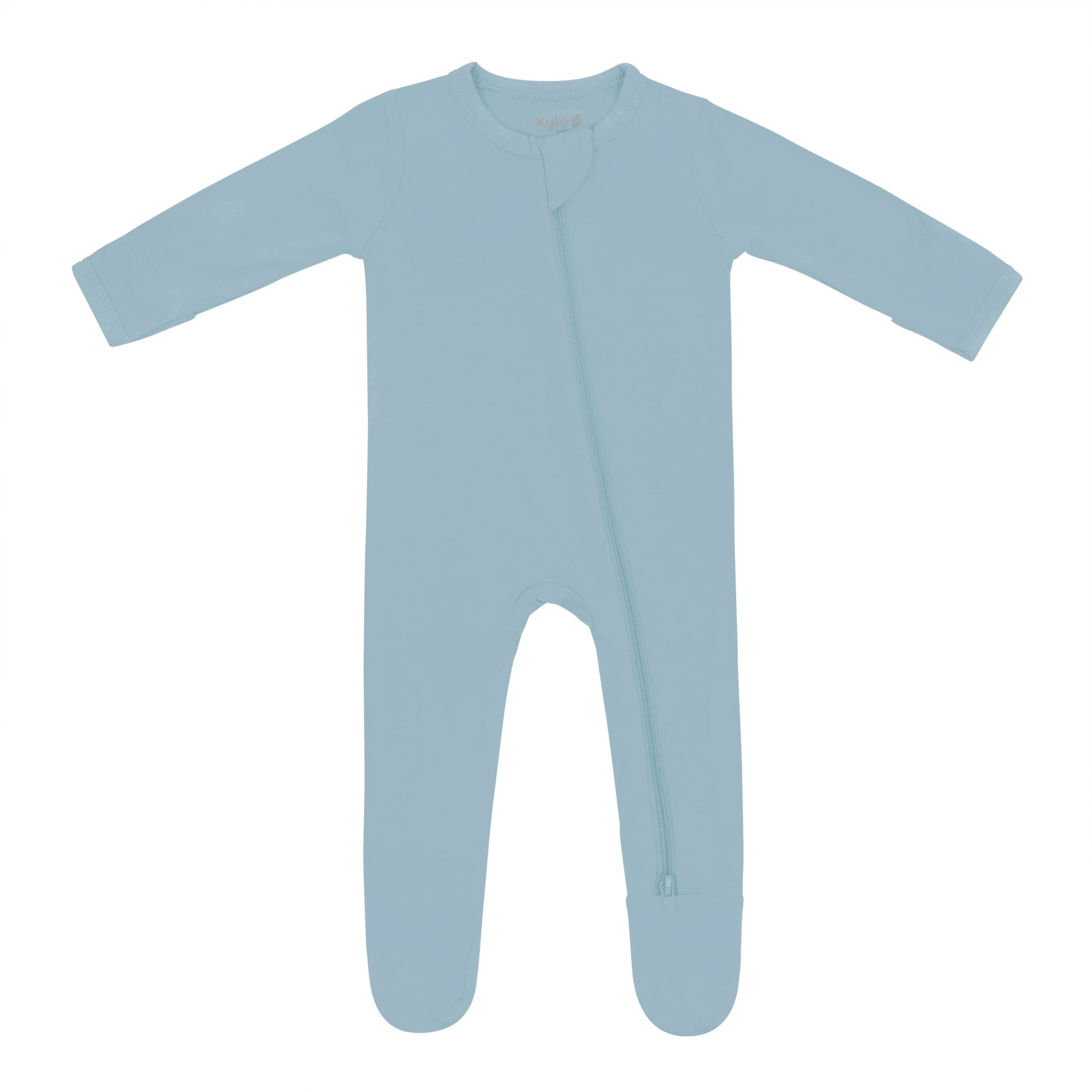 Zippered Footie in Dusty Blue | Kyte BABY