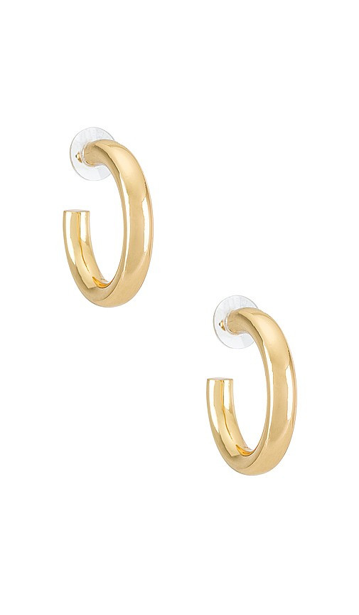 BaubleBar Dalilah Medium Tube Hoop Earrings in Metallic Gold. | Revolve Clothing (Global)