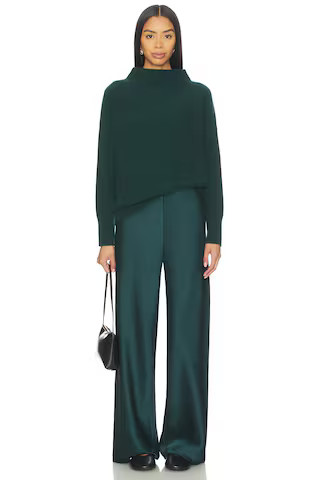 Vince High Waist Fluid Satin Bias Pant in Juniper from Revolve.com | Revolve Clothing (Global)