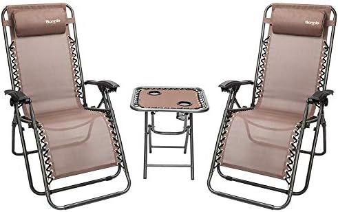 Bonnlo 3 PCS Zero Gravity Chair Patio Chaise Lounge Chairs Outdoor Yard Pool Recliner Folding Lou... | Amazon (US)
