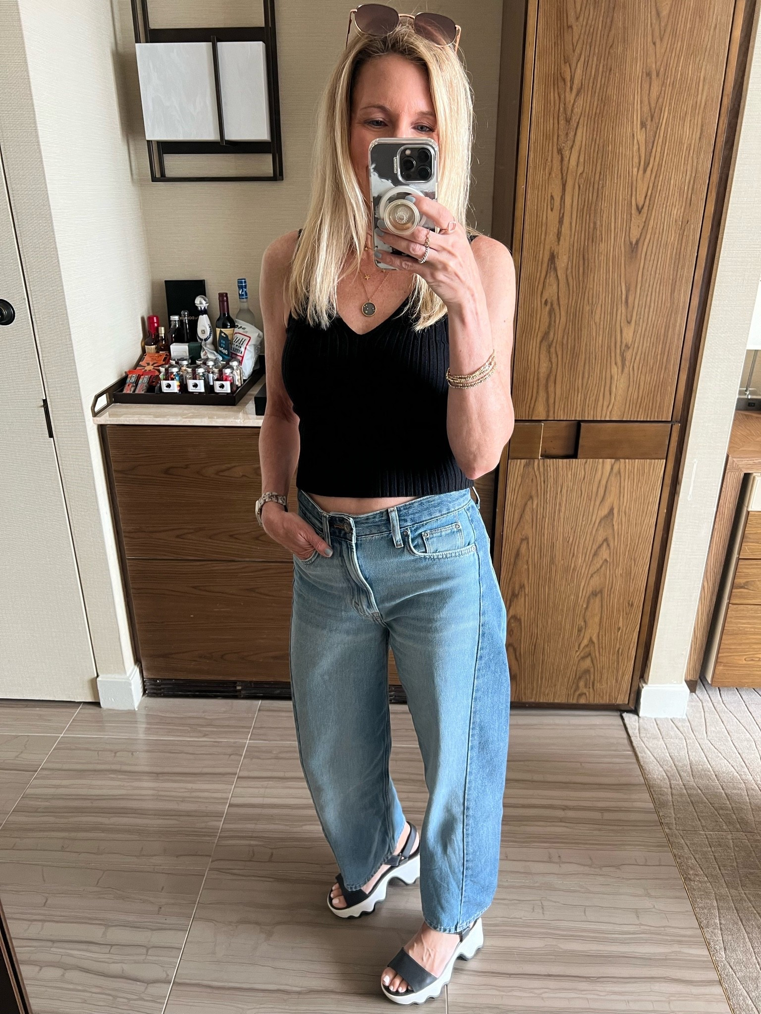 The cutest barrel leg jeans with darker side panels that slim the leg & look so cool! Got so many compliments on them!
Wearing US 2 in jeans.

#LTKNYFW #LTKootd #LTKOver40
