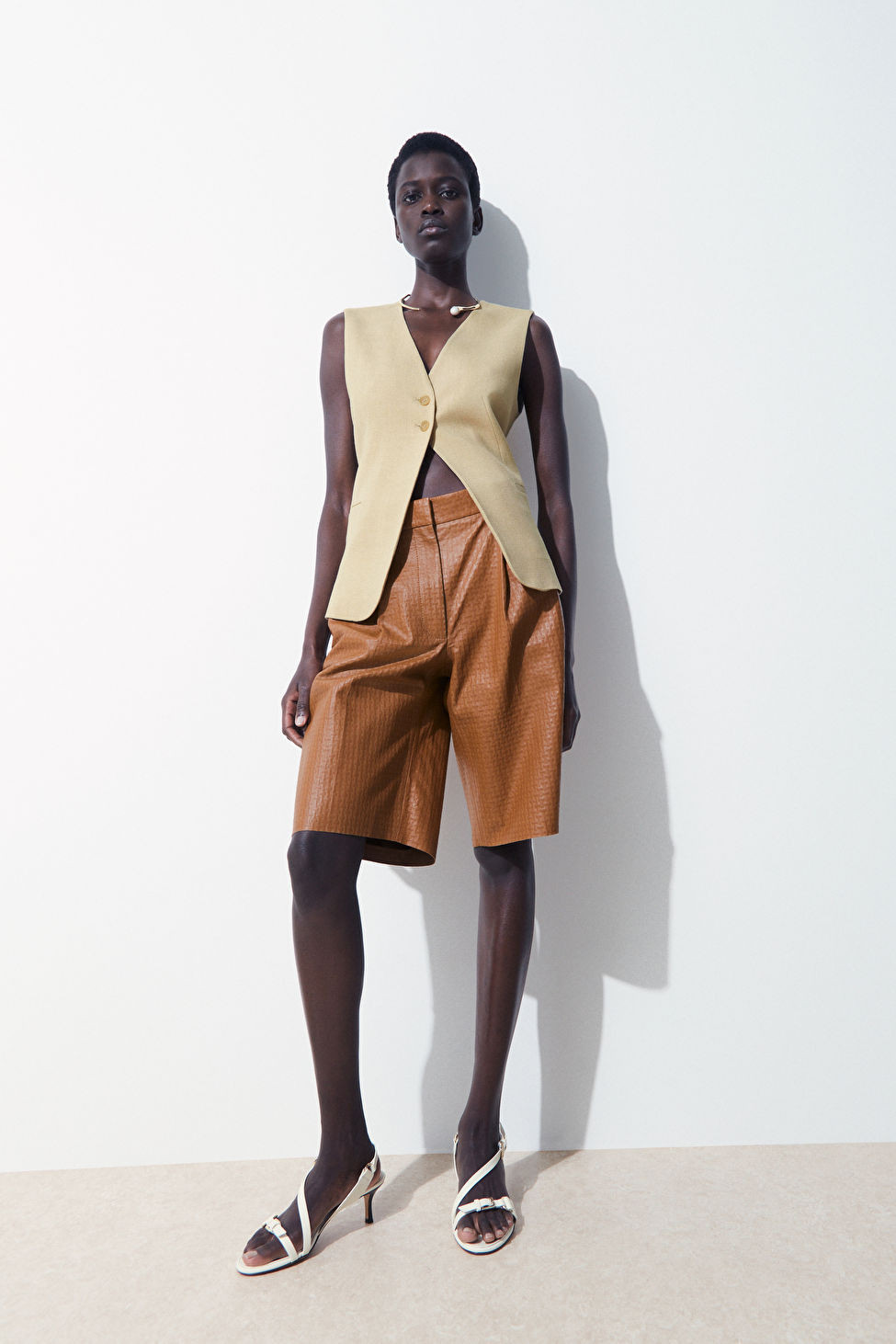 THE EMBOSSED-LEATHER BERMUDA SHORTS | COS UK