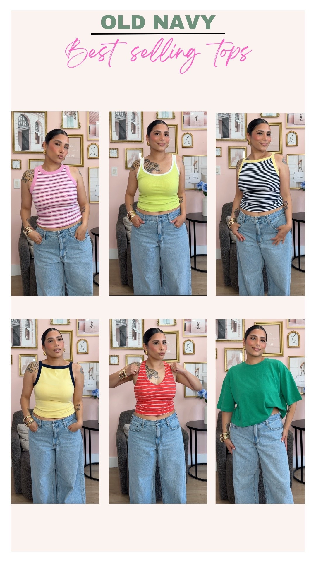 Best selling tops from Old Navy 💕
Wearing an XS petite in tanks and M on green t shirt 🌿

#LTKootd #LTKPetite #LTKWorkwear