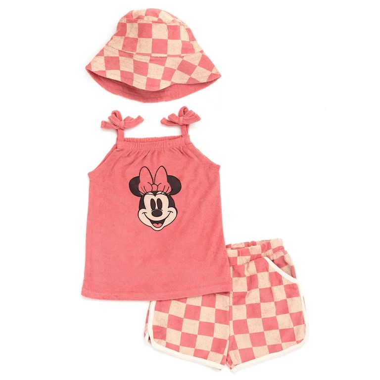 Disney Minnie Mouse Infant Baby Girls Tank Top Active Retro Dolphin Shorts and Hat 3 Piece Newbor... | Walmart (US)