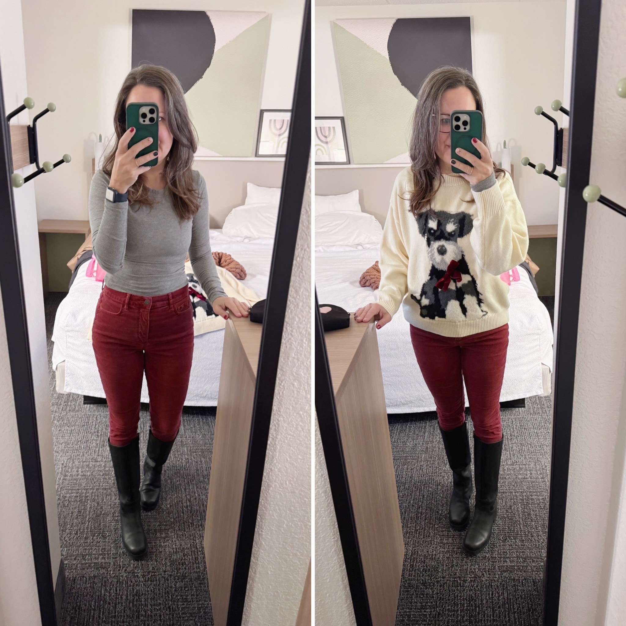 What I wore on a road trip! This cute dog sweater kept me warm. It has a removable bow so it won’t seem so holiday themed come new year. 

#LTKOver40 #LTKSeasonal #LTKdayinmylife