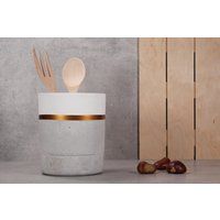Concrete Bronze Utensil Holder | Grey & White Scandinavian Pot Modern Kitchen Industrial Decor | Etsy (US)