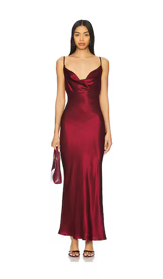x REVOLVE Skin Satin Dress in Burgundy | Revolve Clothing (Global)