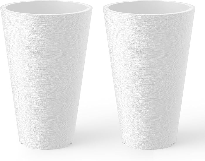 Kante Tall Round Planter Set of 2, 15 Inch Tall Decorative Planter Pots for Outdoor Indoor Garden... | Amazon (US)