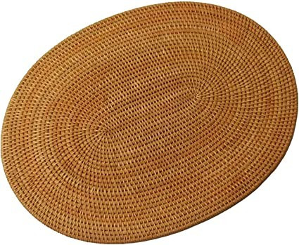 Czhxtqz FDSF Rattan Woven Placemats Oval Round Table Mats Non Slip Heat Resistant Place Mat Natur... | Amazon (US)