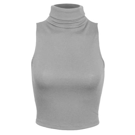 KOGMO Womens Sleeveless Ribbed Turtleneck Crop Top Knit Made in USA | Walmart (US)