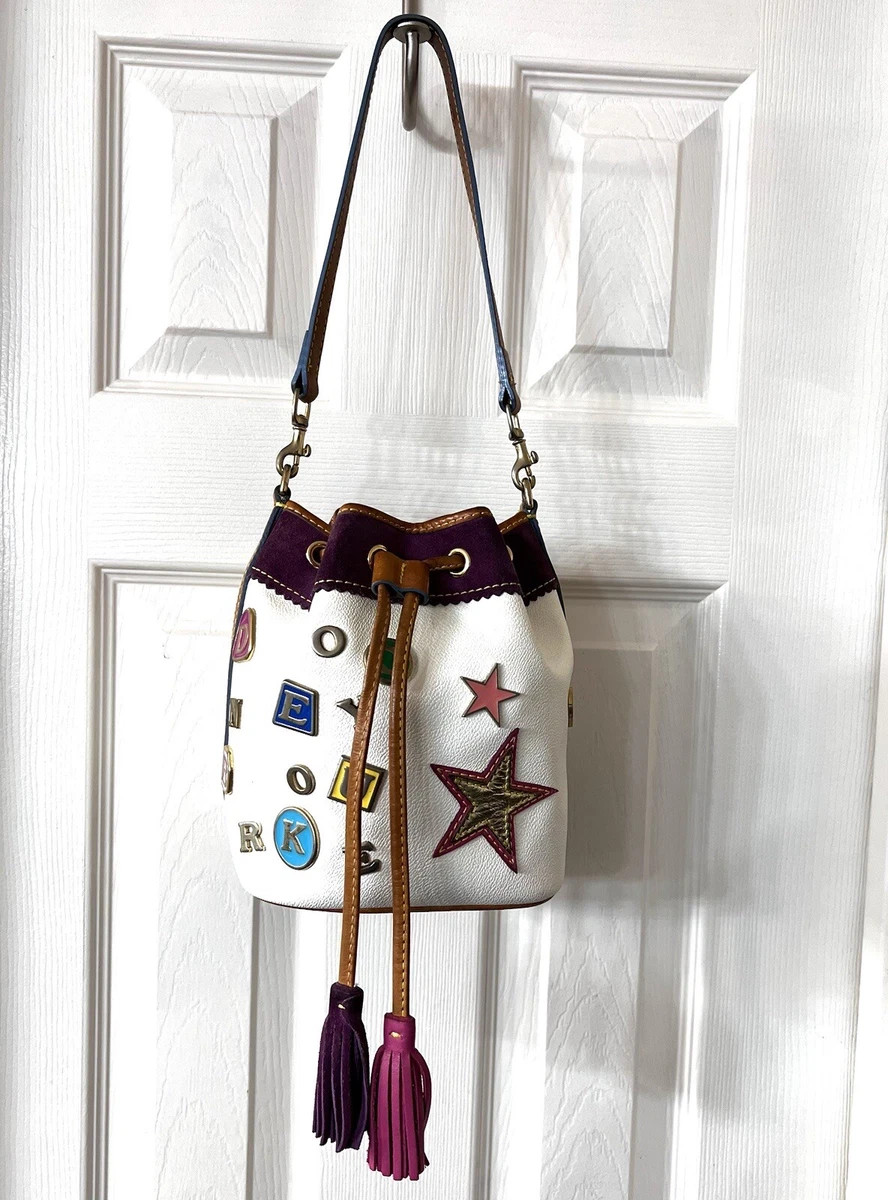 DOONEY & BOURKE Rare Edition Lindsay Lohan Charm #6 White Leather Bucket Bag | eBay US