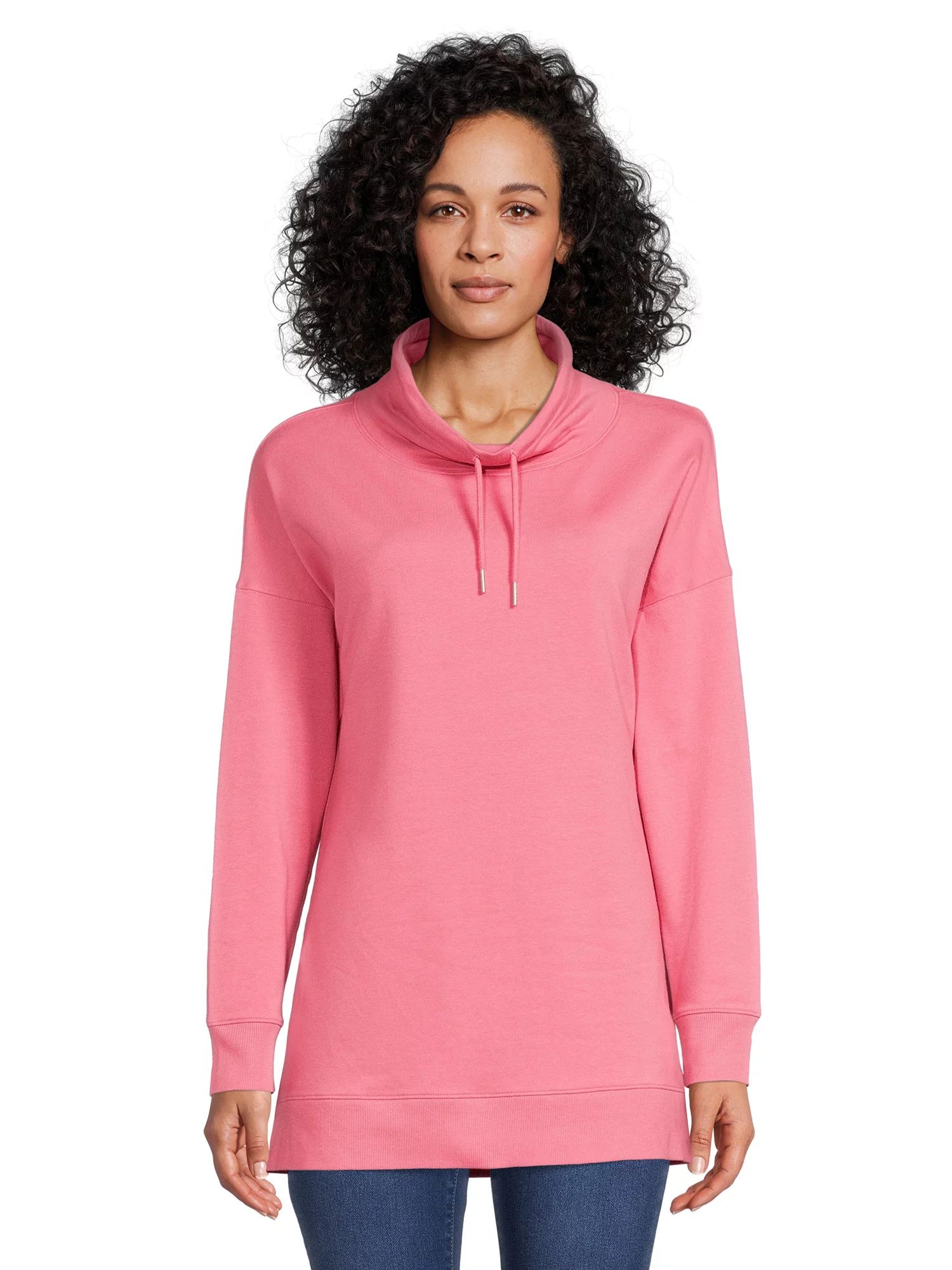 Time and Tru Women's Cowl Neck Tunic Sweatshirt - Walmart.com | Walmart (US)