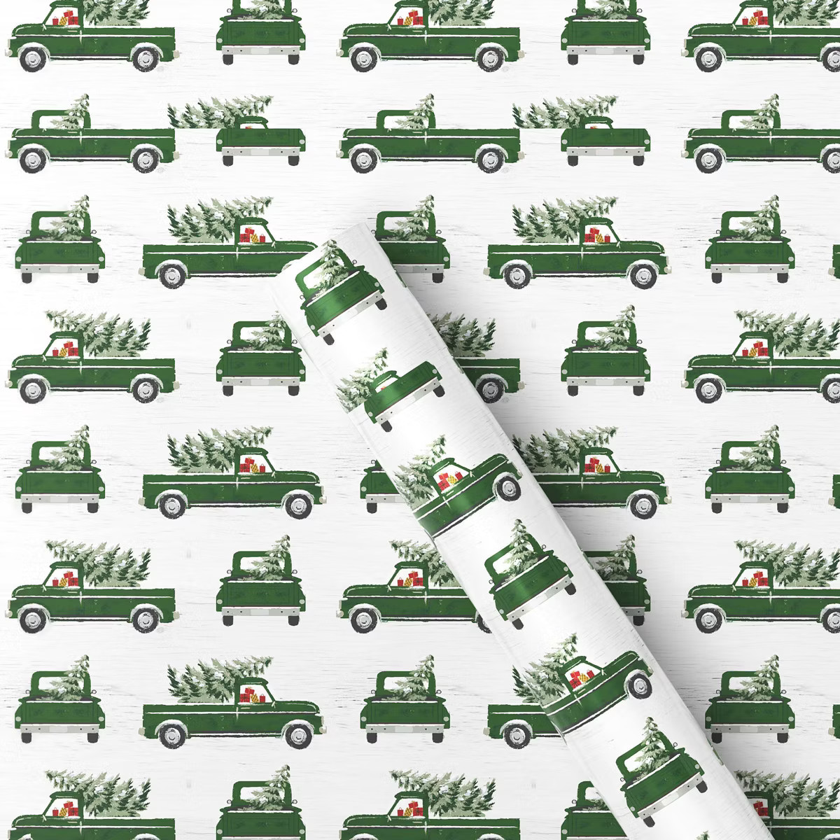 50 sq ft Vintage Truck with Tree Christmas Gift Wrap Cream - Wondershop™ | Target