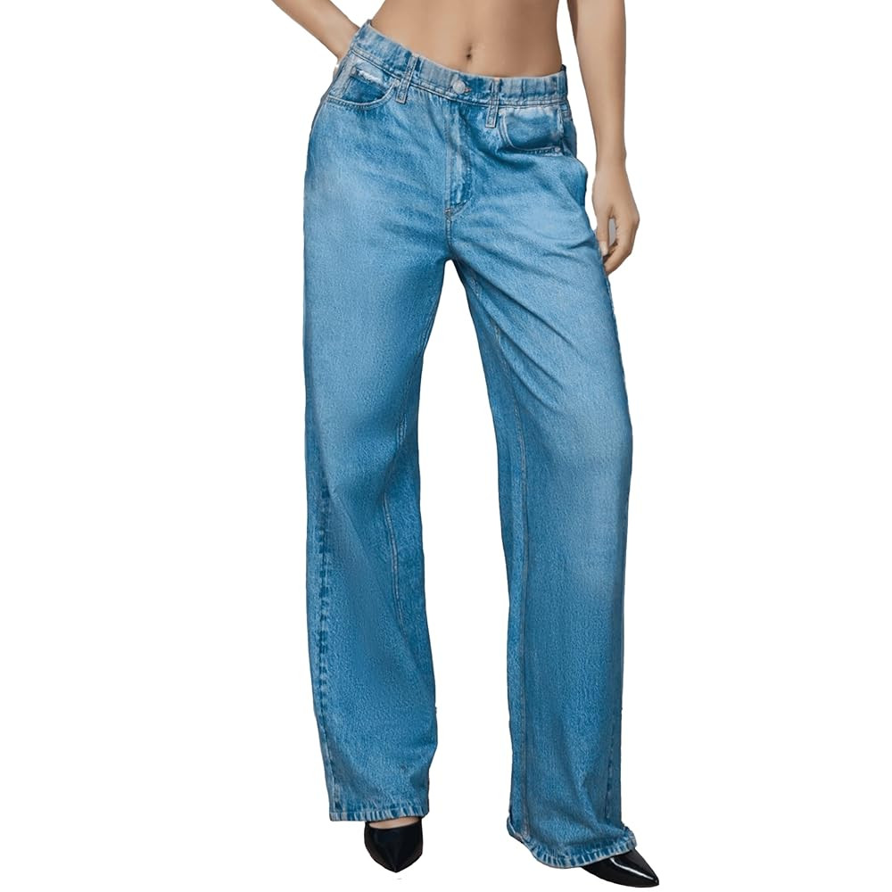 French Terry Sweatpant Jeans Denim Sweat Pants Look Like Jeans Baggy Wide Leg Stretch Pants Jeggi... | Amazon (US)