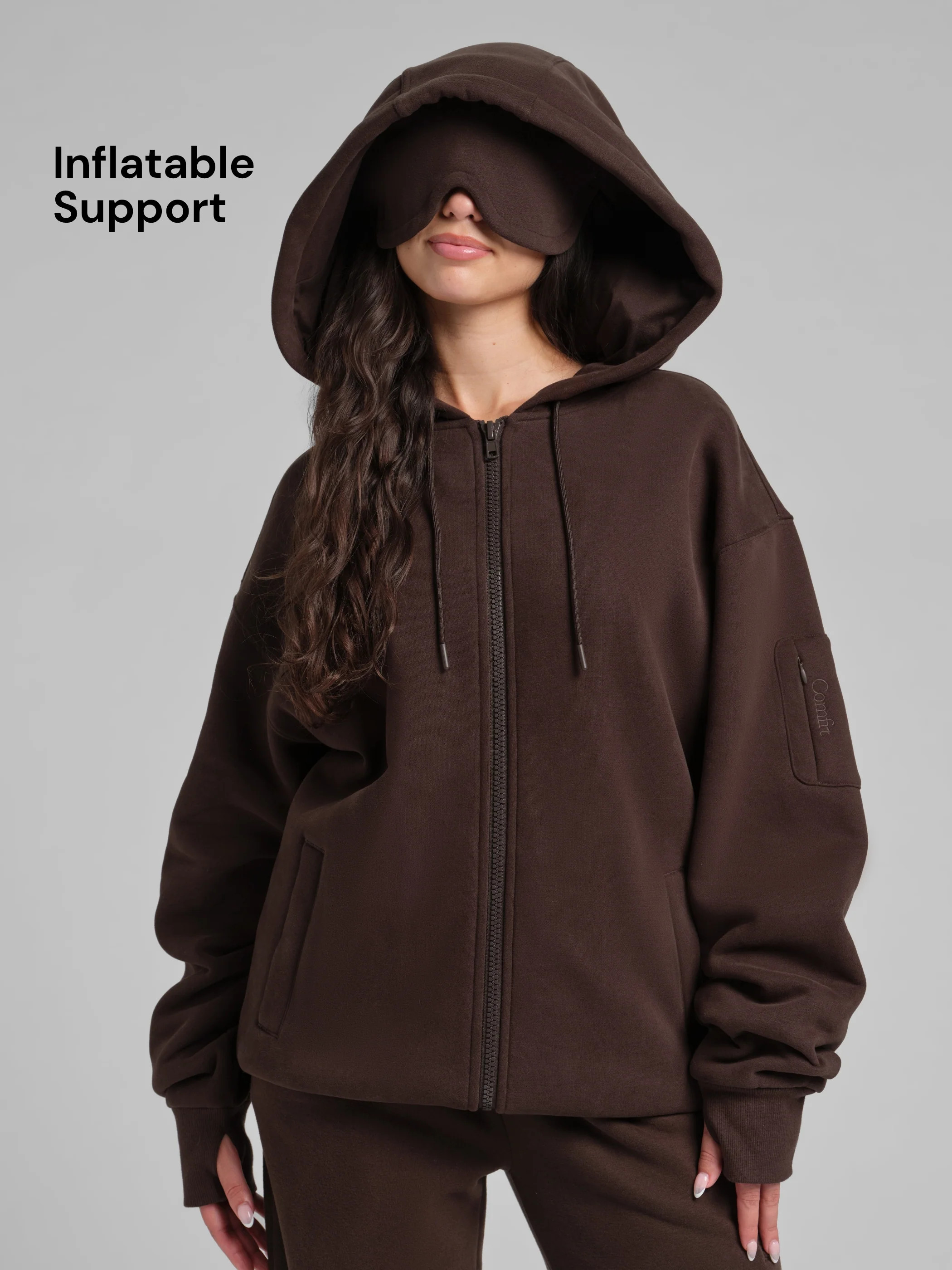 Comfrt Inflate Zip Hoodie | Espresso | Oversized | 2X | Comfrt