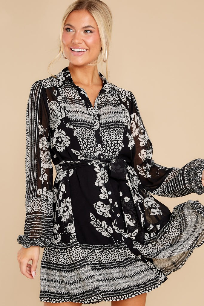 Pretty Special Black Floral Print Dress | Red Dress 