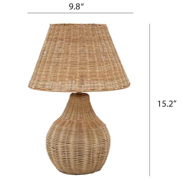 Natural Weaving Rattan Small Table Lamp with Shade, 16.5" | At Home