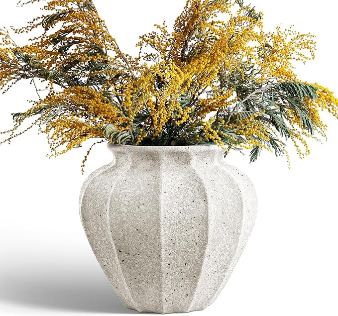 LE TAUCI 11.3" Ceramic Vase, Artisan Large White Ceramic Vase for Modern Farmhouse Home Decor, Su... | Amazon (US)