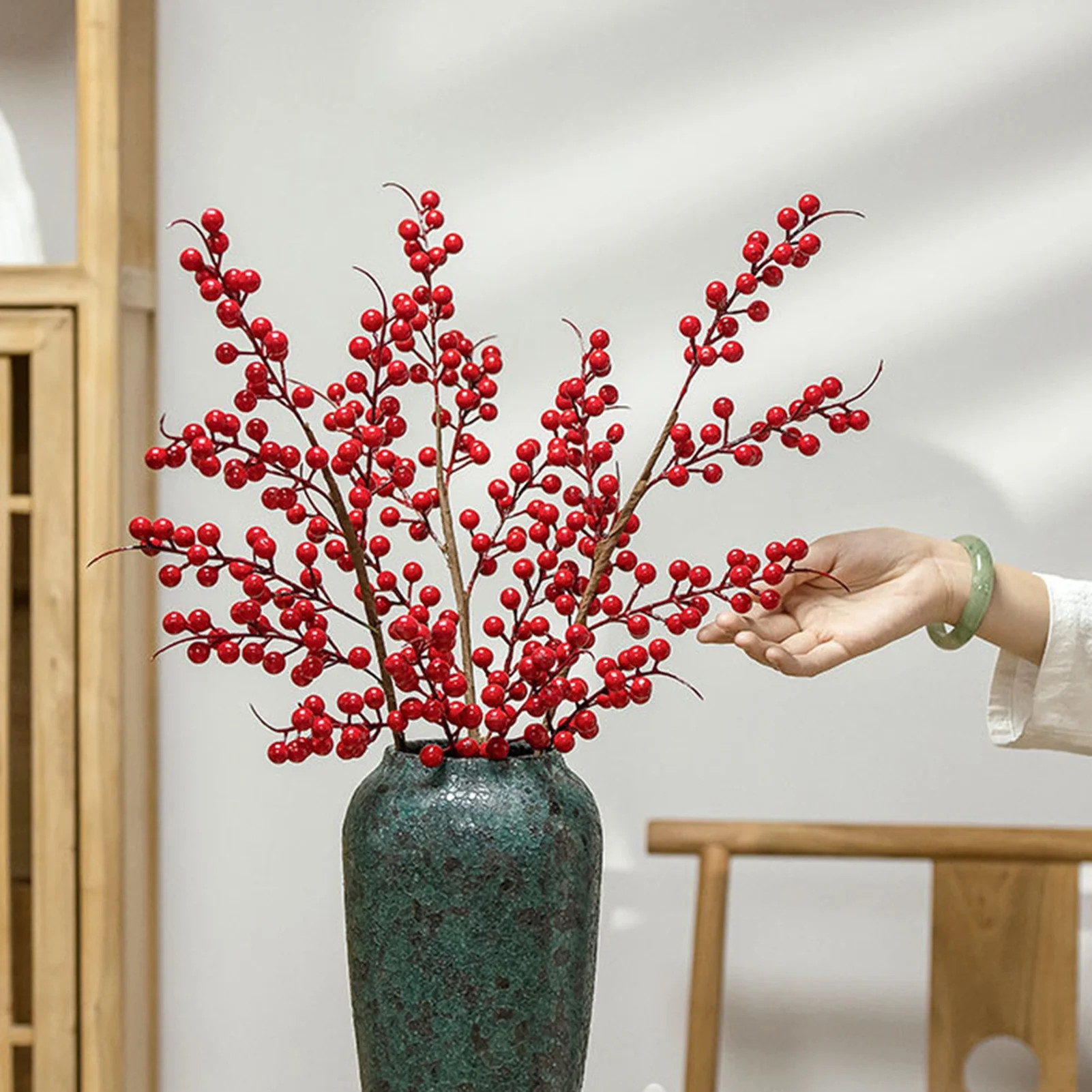 Windfall Red Artificial Berry Stems Fruit Fake Silk Berries for Holly Christmas Festival Holiday ... | Walmart (US)