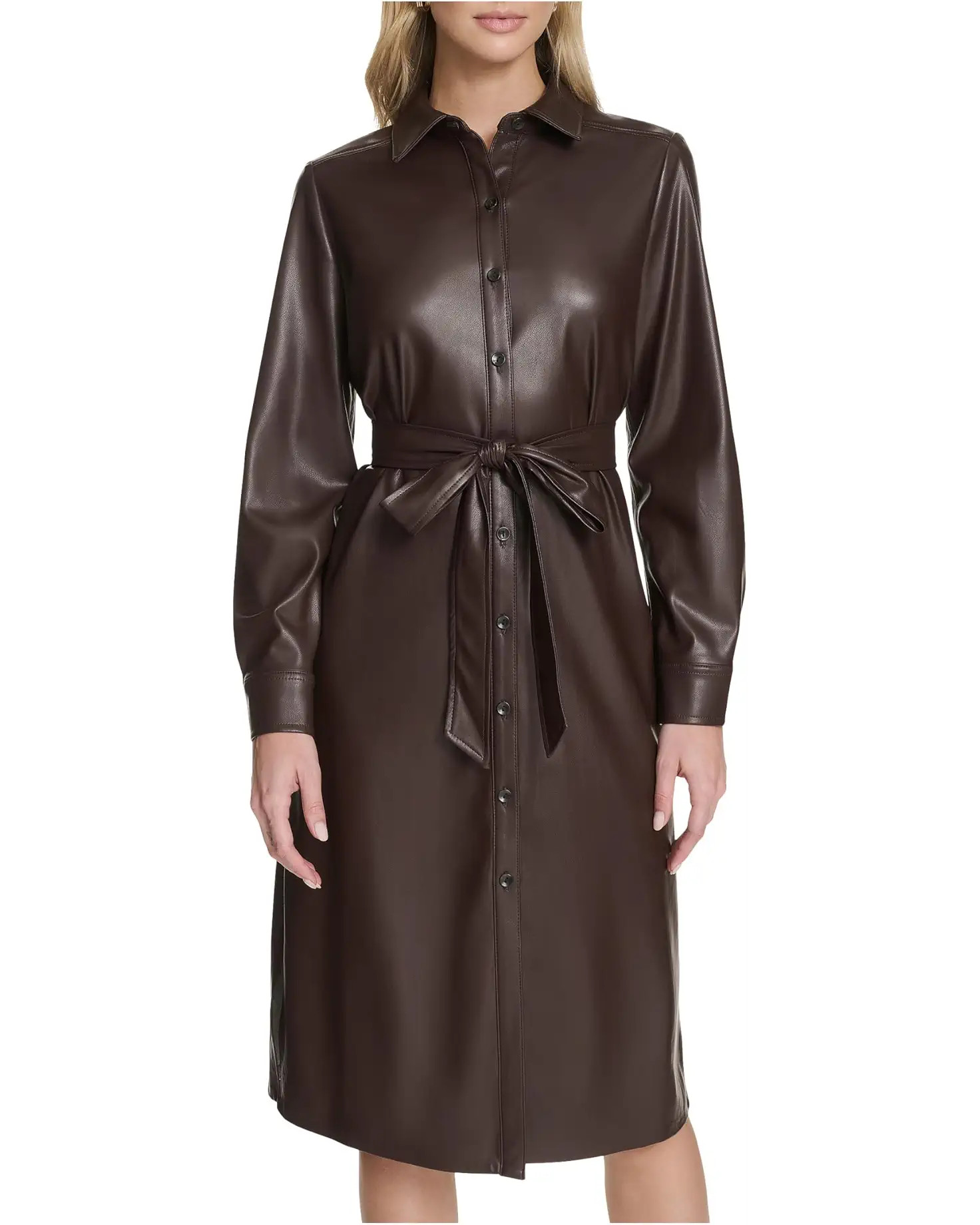 PU Leather Shirtdress | Zappos