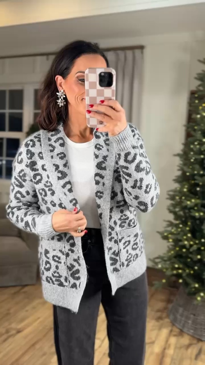 This cardigan is such a perfect length it covers the booty just enough to wear over leggings or with jeans! Fits true to size but you can size up for a more oversized fit! Walmart Partner - commission links. VintagePickin Aprilwilks Walmart fashion finds viral Walmart cardigan women’s Walmart fashion finds leopard open front cardigan #walmartpartner #walmartfashion #commissionedlinks 

#LTKFindsUnder50 #LTKHoliday #LTKmomlife