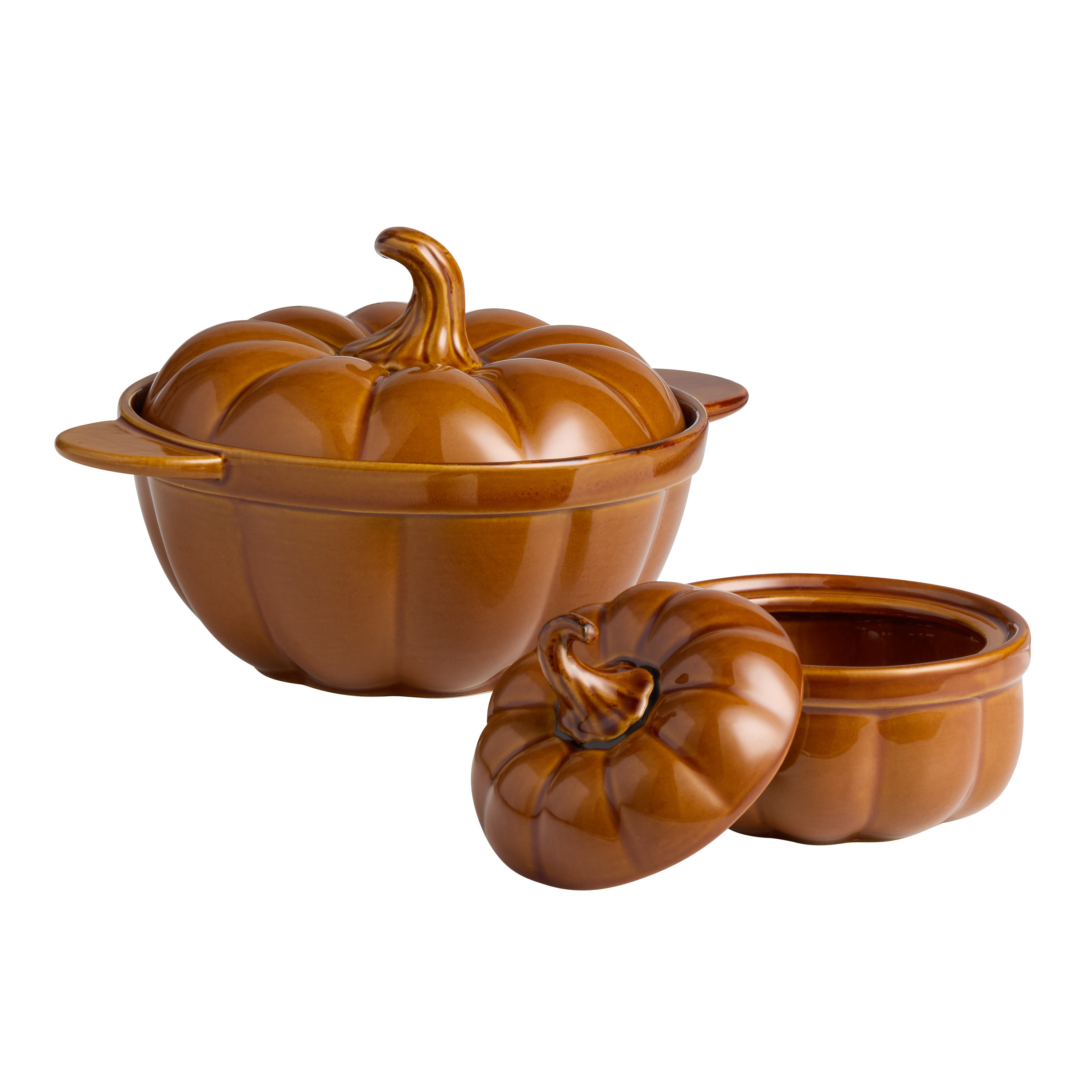 Reactive Glaze Pumpkin Figural Baking Dish with Lid | World Market
