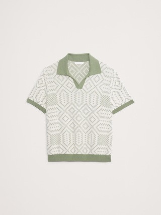 Linen-Cotton Blend Jacquard Polo | Banana Republic (US)