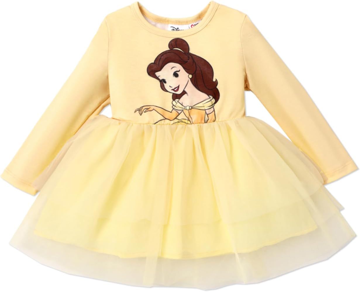 Disney Princess Tutu Toddler Girls Dress Character Print Long-Sleeve Mesh Overlay Fairy Tulle Dre... | Amazon (US)