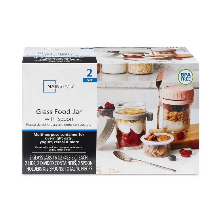 Mainstays Portable Overnight Oats Food Jar and Parfait Container, Designed to Help with Packed Lu... | Walmart (US)