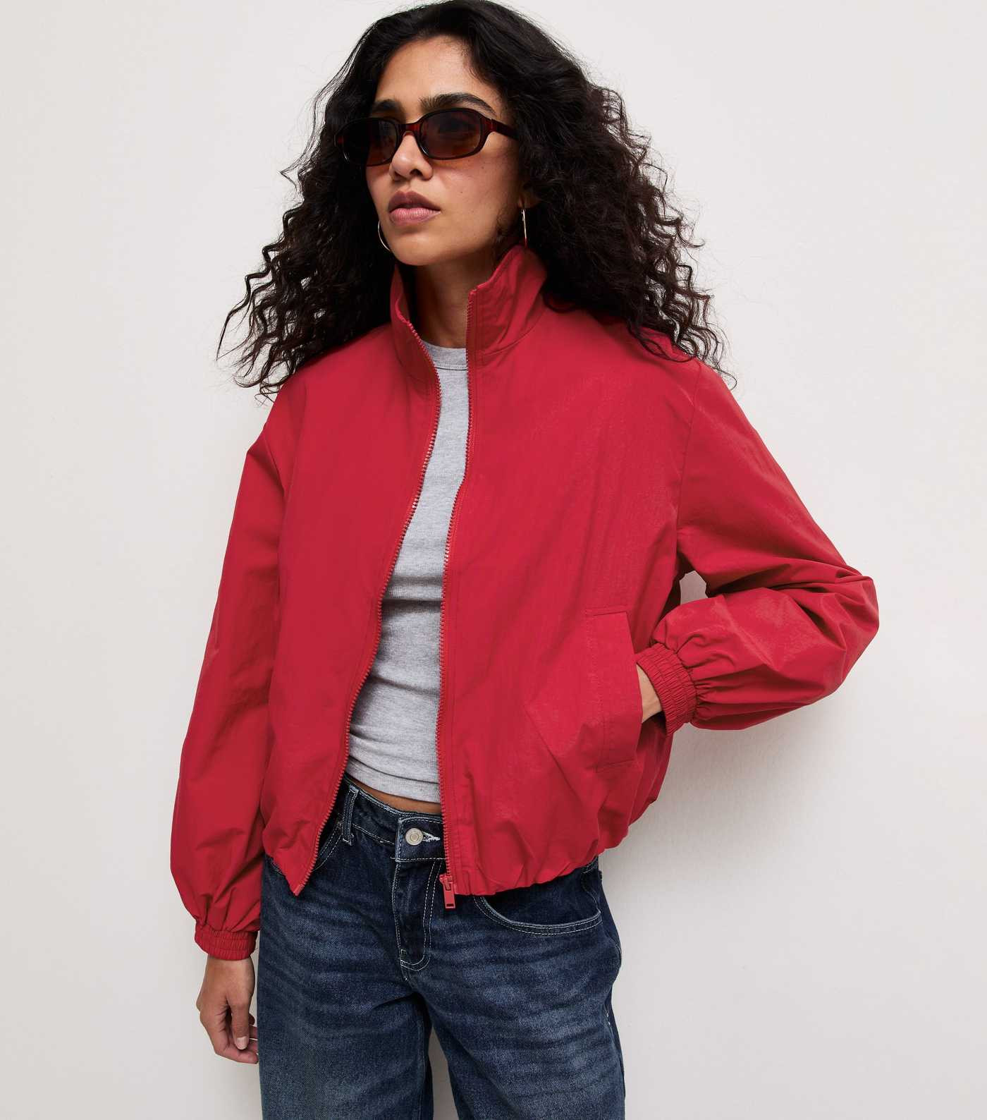 Bright Red Zip Through Funnel Windbreaker Jacket | New Look | New Look (UK)