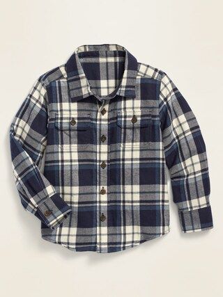 Long-Sleeve Plaid Pocket Utility Shirt for Toddler Boys | Old Navy (US)