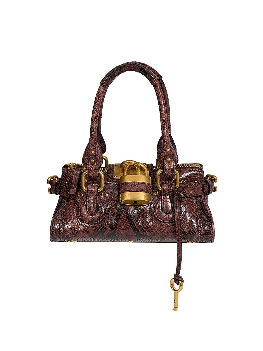 Women's Paddington Small Snake-Embossed Printed Leather Shoulder Bag - Rosewood | Saks Fifth Avenue