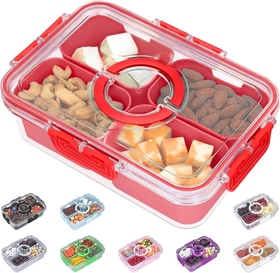 KEYVOZ Snackle Box Container with Lid- Travel Charcuterie Box with Handle - Organizer for Candy, ... | Amazon (US)