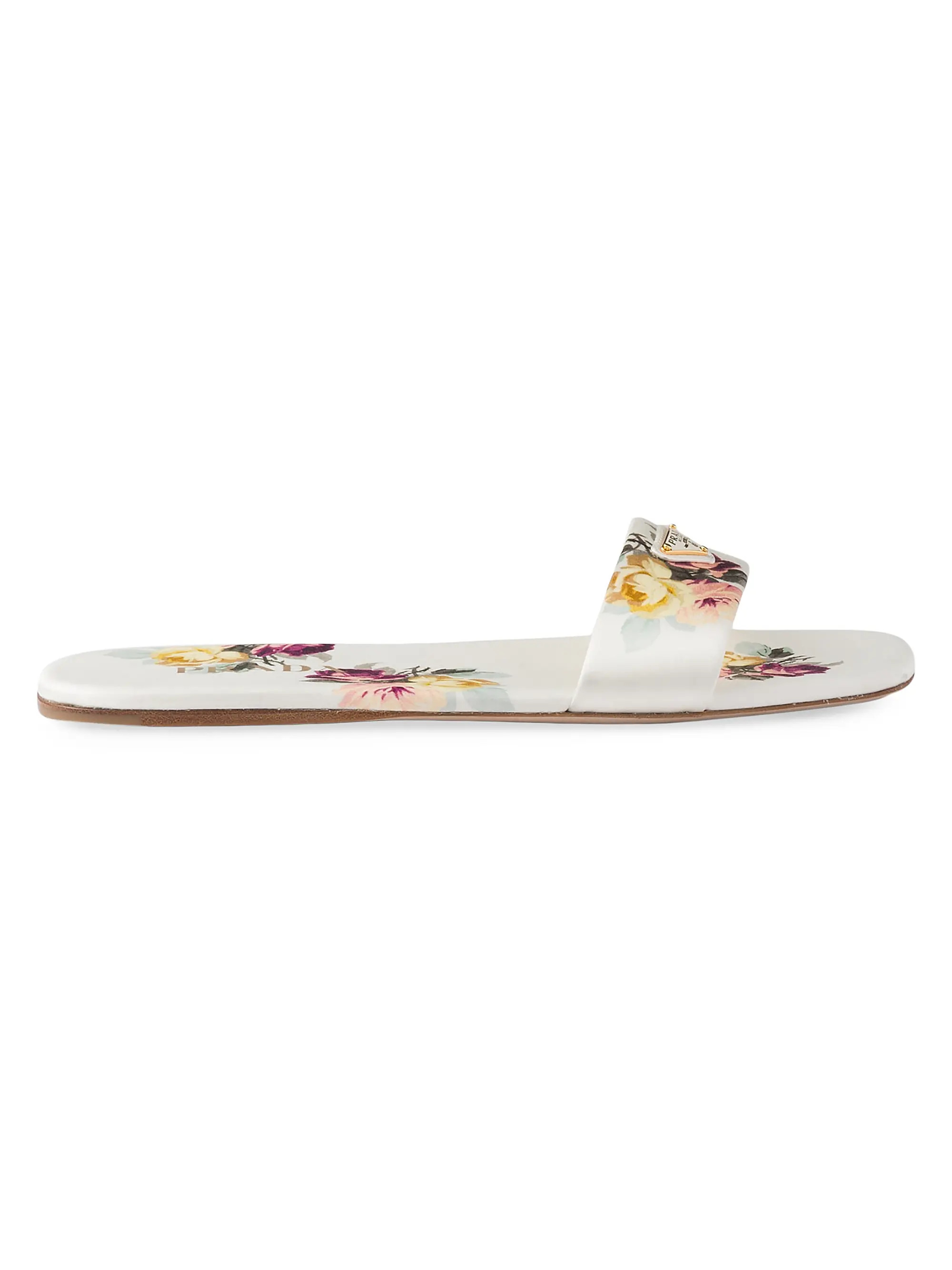 Shop Prada Printed Satin Slides | Saks Fifth Avenue | Saks Fifth Avenue