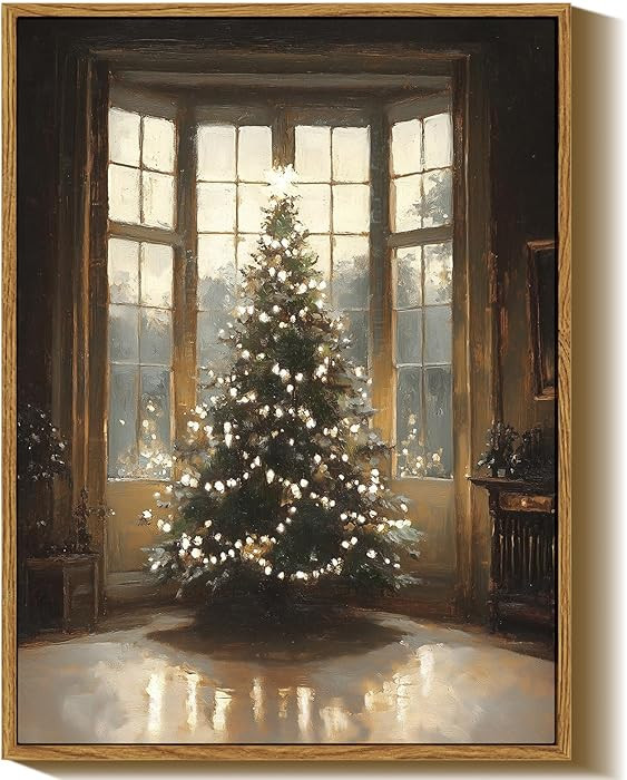 InSimSea Framed Canvas Wall Art, Vintage Christmas Tree Decor, Living Room Pine Decorations, Wint... | Amazon (US)