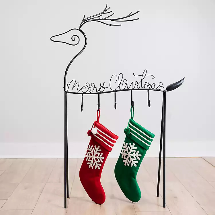Deer Merry Christmas Metal Stocking Holder | Kirkland's Home