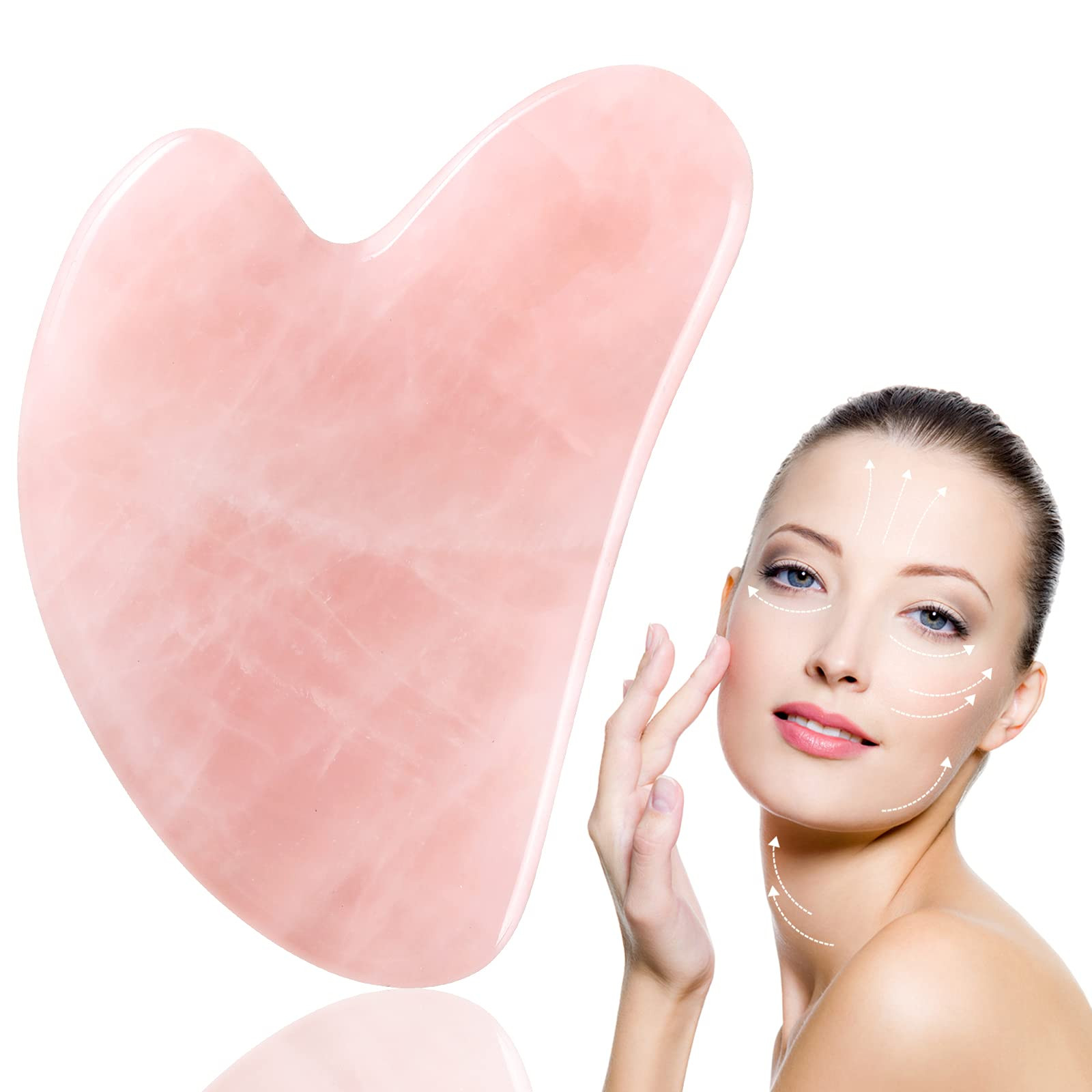 Gua Sha Rose Quartz - EMOCCI Natural Jade Stone Skin Massager Facial Guasha Board for SPA Acupunc... | Amazon (CA)