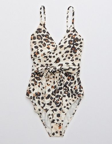 Aerie Leopard Wrap One Piece Swimsuit | American Eagle Outfitters (US & CA)