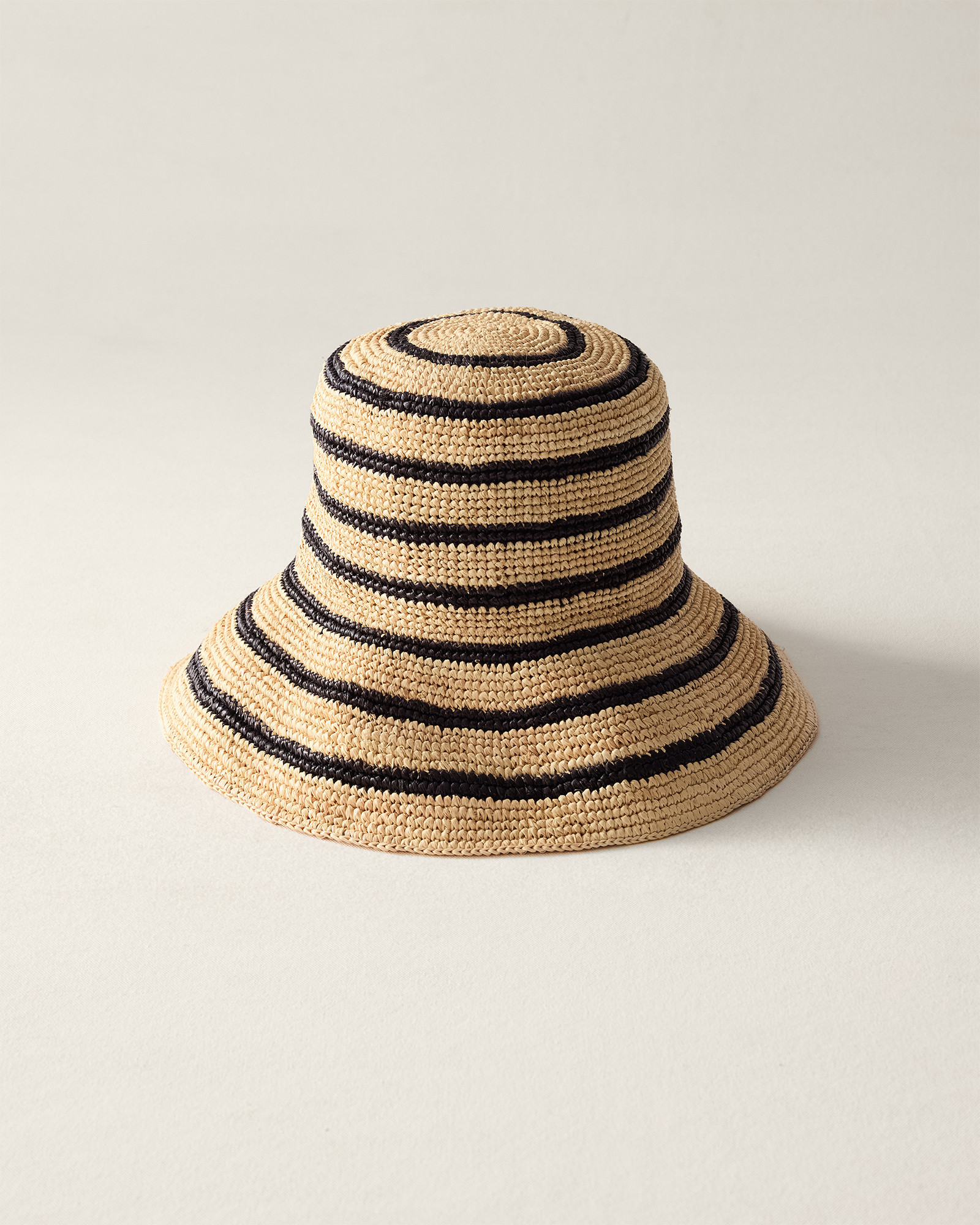 Raffia Striped Bucket Hat | Natural/Black | 001 | Haven Well Within