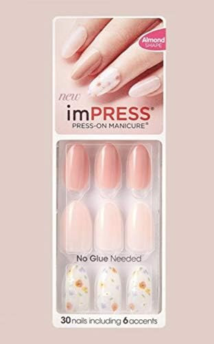 Kiss imPress Press-On Almond Shaped Nails 80056 Born to Flex (Flower Design Accent Nails) | Amazon (US)