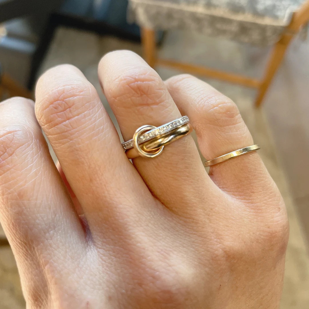14KGF Gold Multi Link Connected Ring, Chunky Gold Ring, Gold Ring Set, Eternity Statement Ring, M... | Etsy (US)